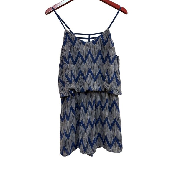 Navy Chevron Summertime Romper Large - Picture 1 of 7